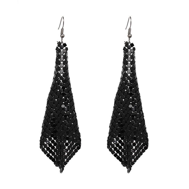Fashion Earrings Metal Sequins Tassel Earrings Creative Square Geometric Long Earrings