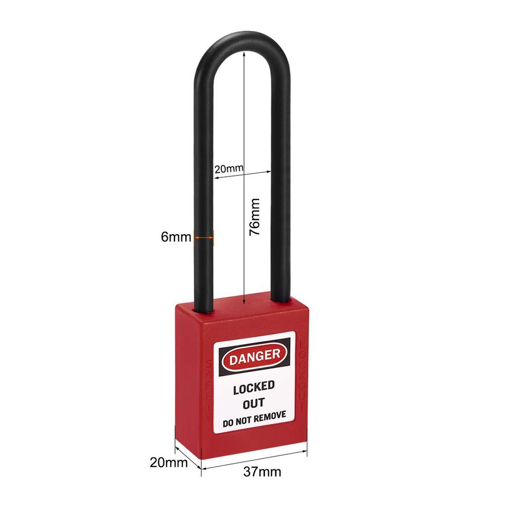 uxcell Lockout Tagout 76mm Shackle Safety Plastic Pack of 2 Lock, Key-Like Padlock, Lock, Red,
