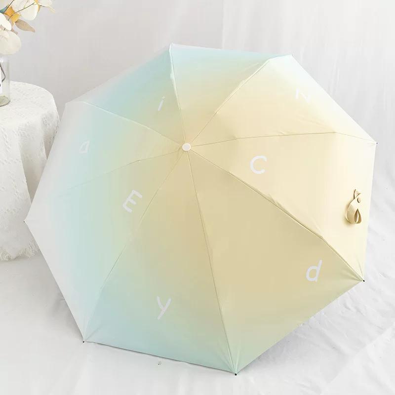Sun Umbrella Automatic Umbrella Dual-Use Vinyl Sun Protective UV Protection Umbrella Female Gradient Portable Folding Umbrella