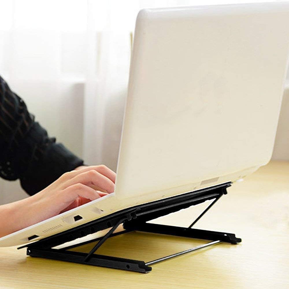 Mesh Ventilated Adjustable Laptop Stand for Laptop/Notebook/iPad/Fire 7/Fire 8/Fire 10/Samsung Tab/Tablet and More (Black)