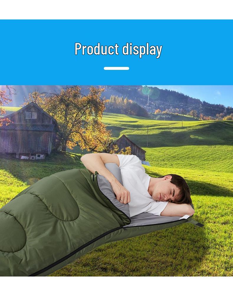 Sac de dormit portabil cald cu glugă pentru camping în aer liber - Îngroșat pentru primăvară, toamnă, iarnă