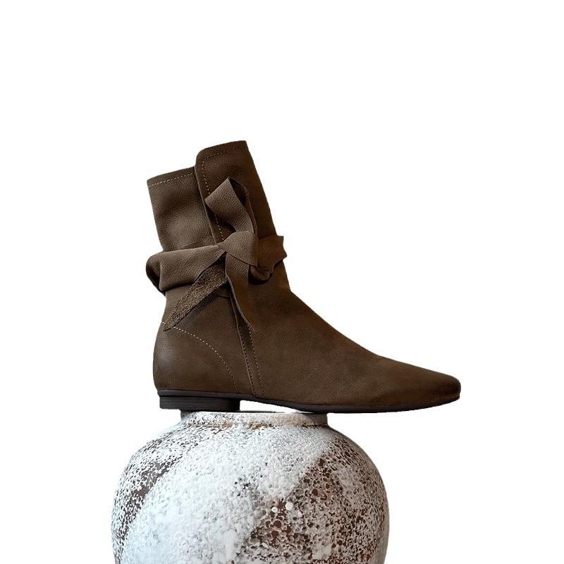 Winding Straps Retro Martin Boots Women'S Slimming Inner Heightening Knight Boots Small Short Boots