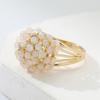 Elegant Temperament Inlaid Synthetic Opal Golden Plated Ring for Women's Fashion Banquet Wedding Engagement Jewelry Accessories