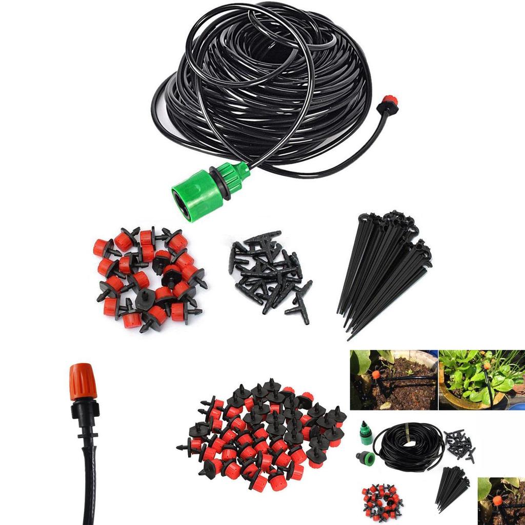 Versatile Micro Drip Water Irrigation Kit Set With Adjustable Drippers And Hose For Gardens