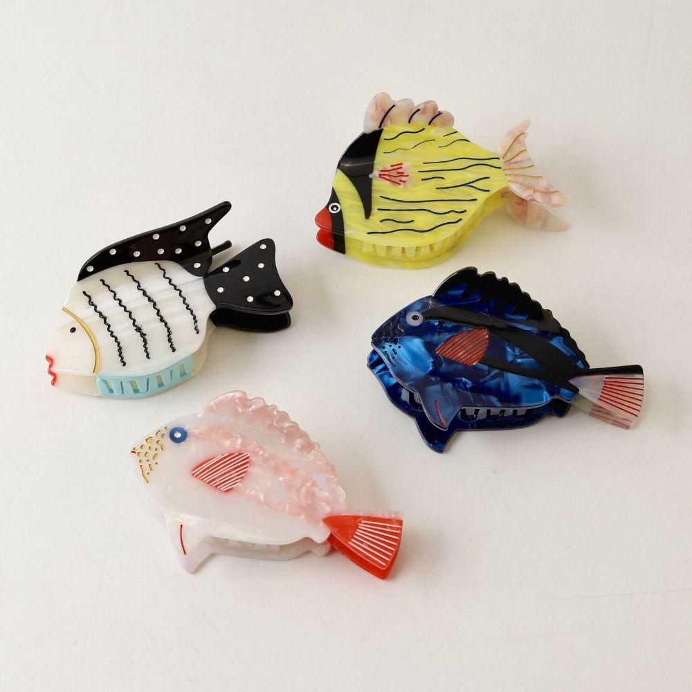 Acetate Fish Hair Claw Jaw Clamp Acetate Shark Clip Cute Fish Hair Clip Daily Styling