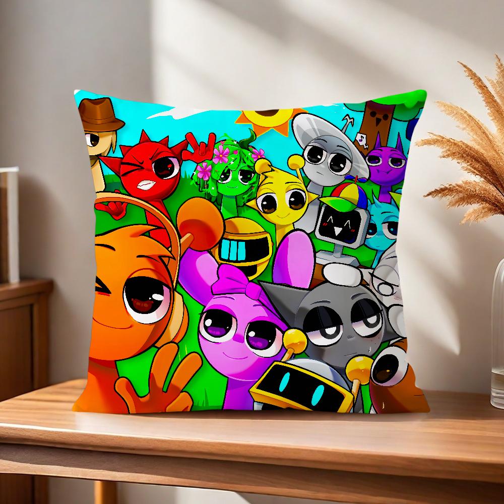 S-Sprunki Soft Pillow Case Game for Sofa Living Room Home Office Decor Protective Covers I-Incredibox Without Pillow-Insert