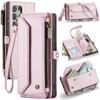 For Samsung Galaxy S25 Ultra Leather Case CASEME C36 Zipper Multiple Card Slots Phone Cover with Straps