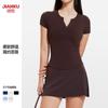 Womens Lightweight Breathable V-Neck Sport Set Short Sleeve Top Shorts Yoga Fitness Tennis Outfit