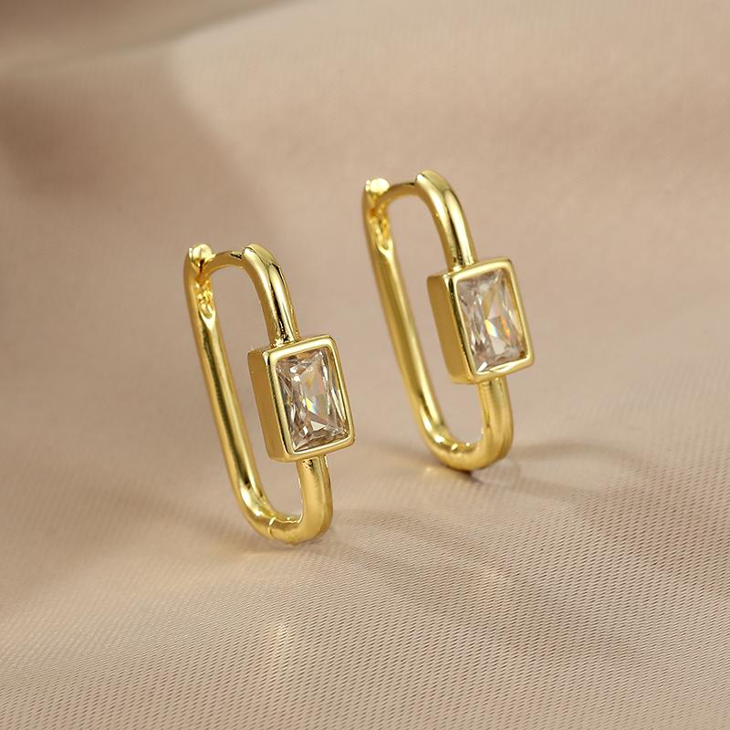 New Crystal Hoop Earrings With Bling Bling Cubic Zirconia Temperament Women Earrings High Quality  Color Trendy Jewelry