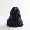 Trendy Autumn Winter Solid Edge Curl Woolen Knitted Skullies Beanies Unisex Ear Protection Warm Fitting Hood Hat