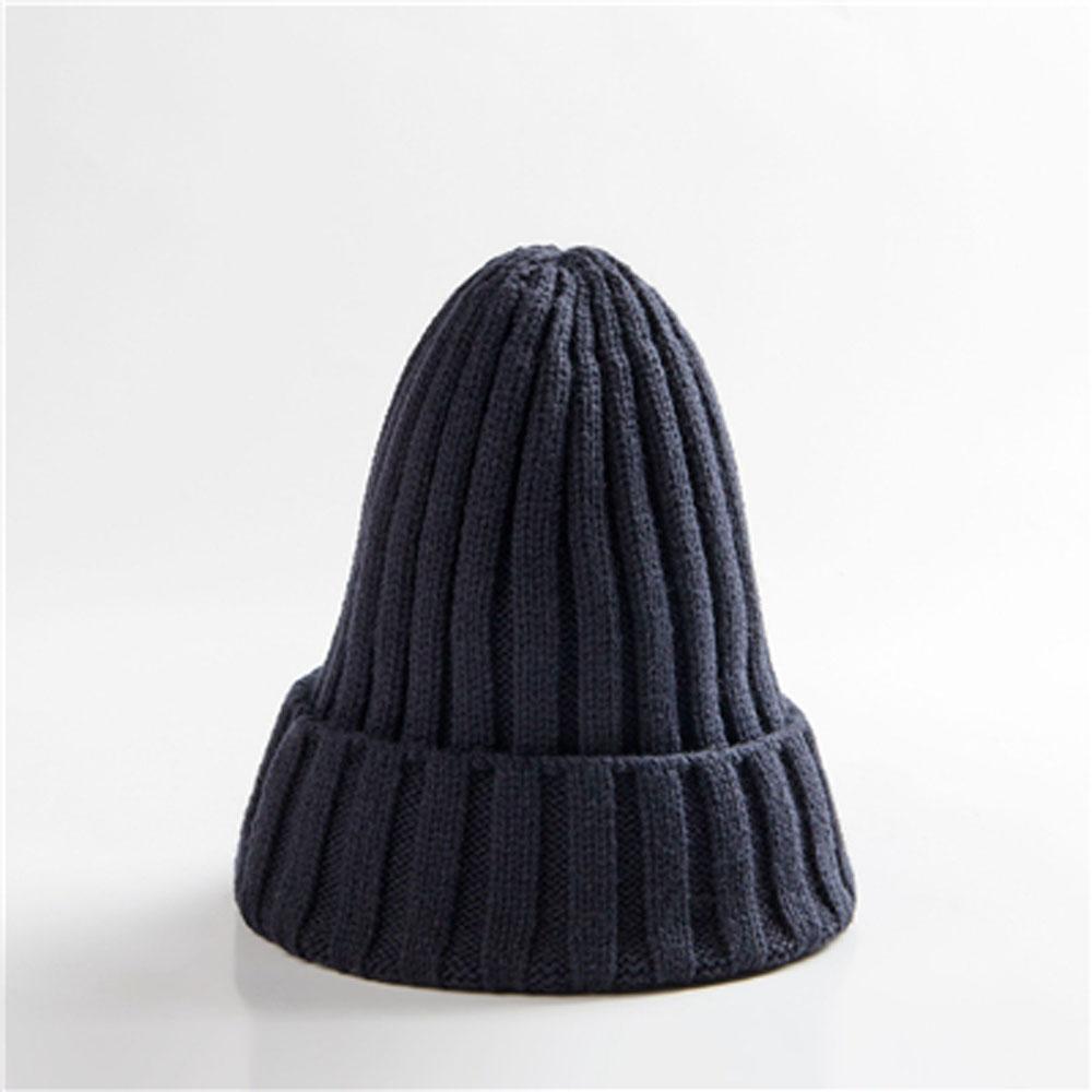 Trendy Autumn Winter Solid Edge Curl Woolen Knitted Skullies Beanies Unisex Ear Protection Warm Fitting Hood Hat