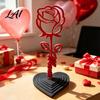 Minimalist Rose Sculpture And Heart Sculpture 3D Printed Red Ornament Mom Stem Love Base Ornament Statue Mother's Day Birthday Gift for from
