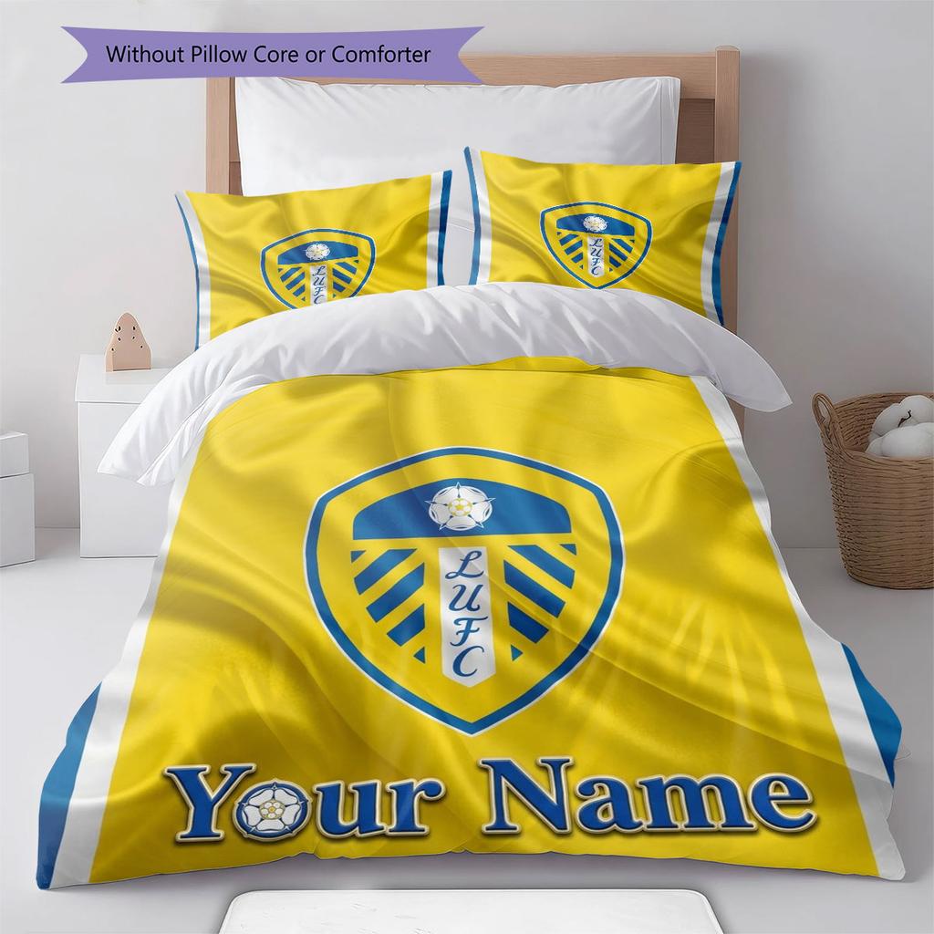 Leeds United Custom Name Pattern Bedding,Quilt Set Quilt Cover Pillowcase Home Birthday Gift(1 * duvet cover + 2 * pillowcase, without core)