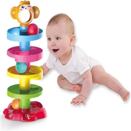 Ball Drop Toy Ball Swirling Tower, 5 Layer Ball Drop Tower, Toddler Stacked Toy for Early Education Development