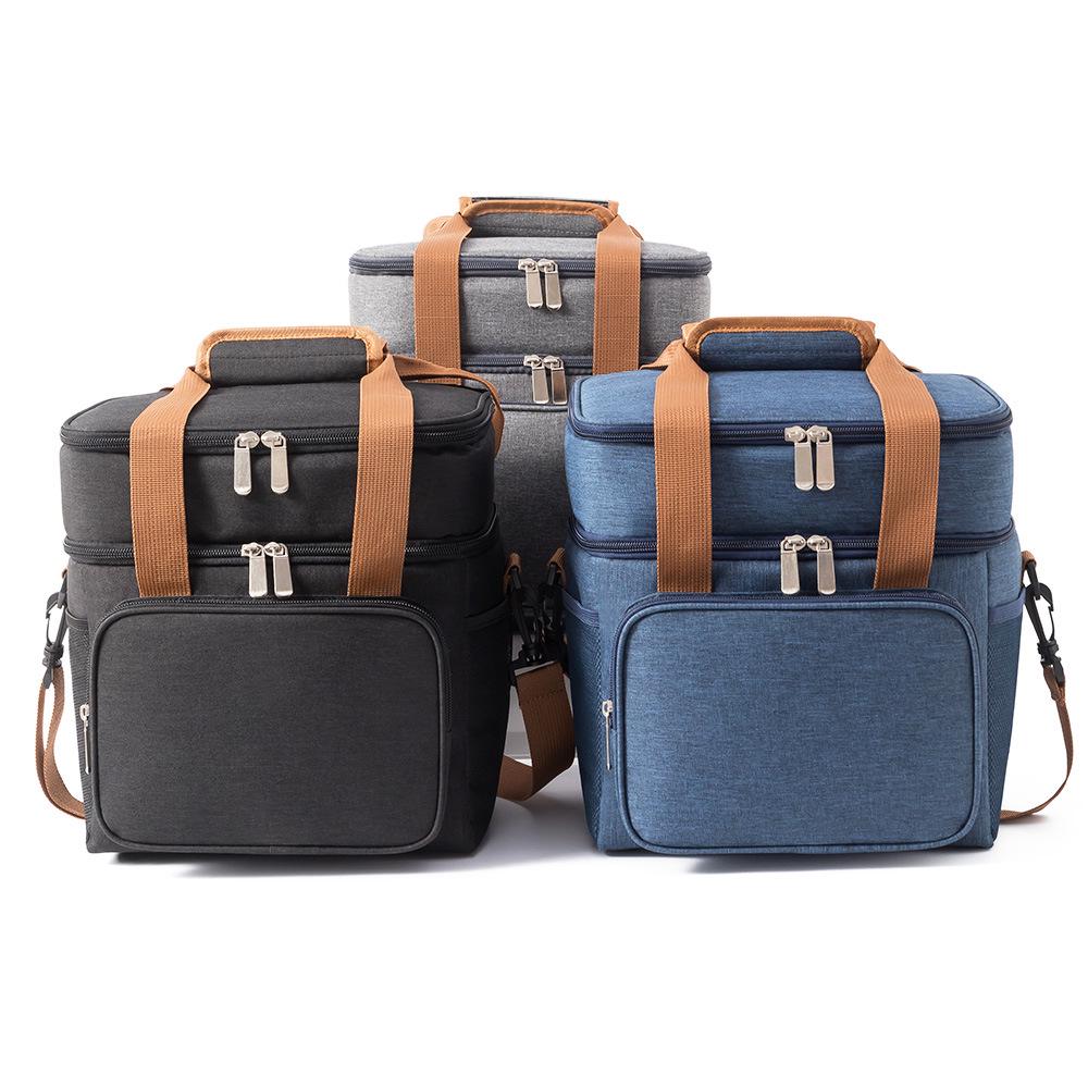 Large Capacity Insulated Picnic Lunch Bag - Double Layer, Waterproof, Handheld/Shoulder Design