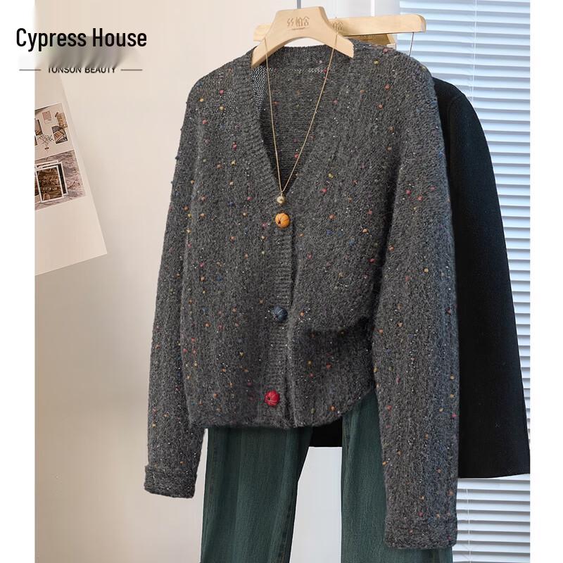 

Women s V-Neck Loose-Fit Knit Sweater One Size