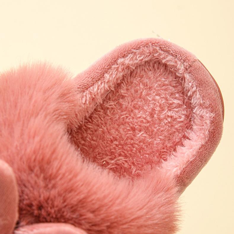 Pantofole da interno per casa invernale da donna con orecchie di coniglio pelose, scarpe morbide e confortevoli