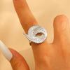 Stainless Steel Flower Irregular Adjustable Rings for Women Fashion Metal Textured Leaf Index Finger Ring Luxury Jewelry