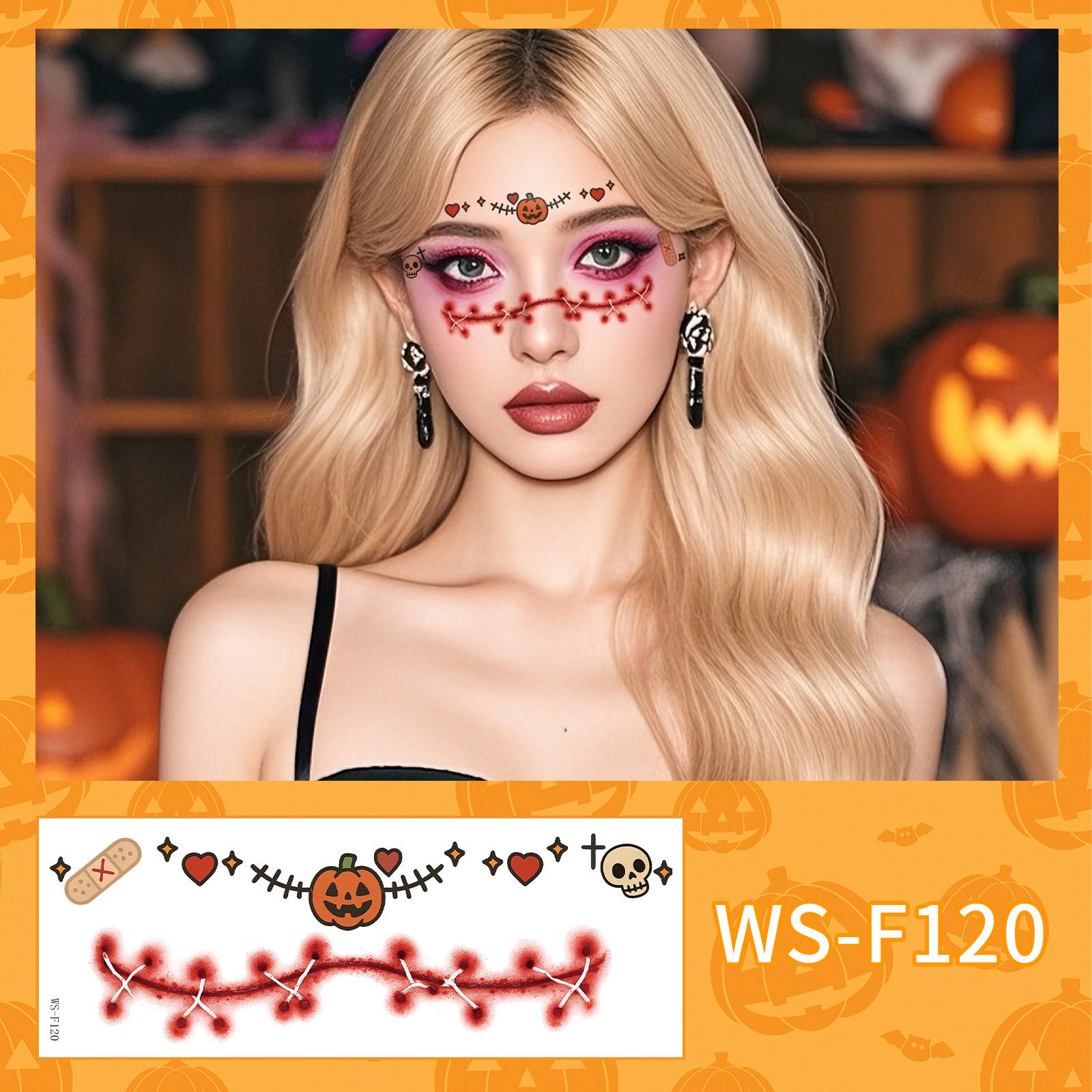 

Playful Ghost Halloween Waterproof Face Tattoos - Cute Temporary Witch Makeup Stickers 60x160 mm