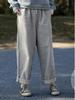 Women's Retro Gray Cotton Elastic Waist Casual Pants