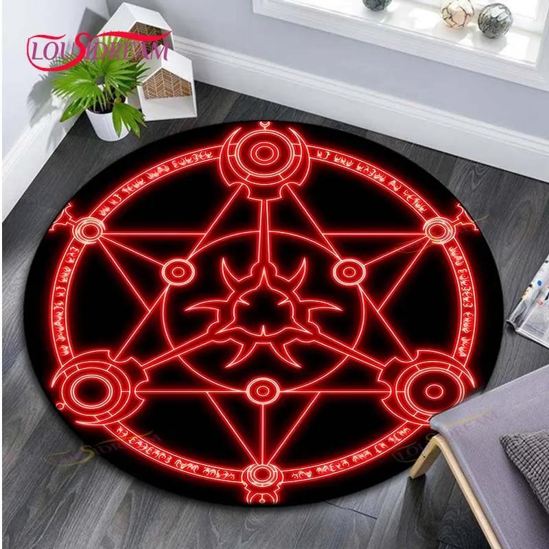 Cartoon Magische Cirkel Tapijt Huis Decoratief Rond Tapijt Zacht Mode Vloerkleden Slaapkamer Antislip Vloermat Stoelmat Boos Tapijt
