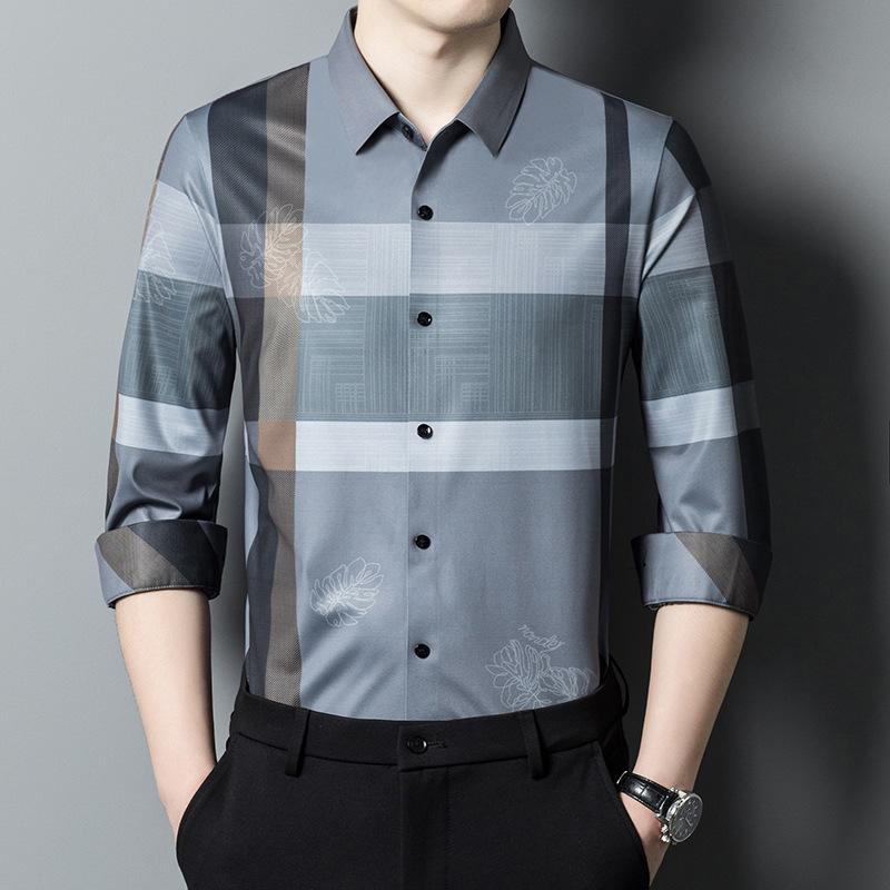 Fashion Striped Long-sleeved Shirt Men Spring and Autumn New Youth Business Casual Shirt Fashionable Men Handsome Shirt