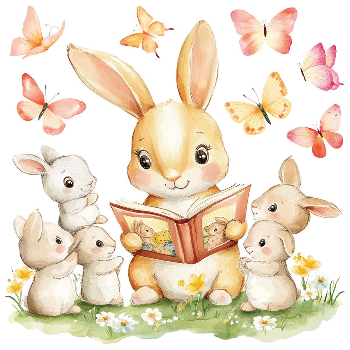 

New 2026 Easter Bunny Static Cling Window Sticker for Glass Decoration Reading Companion 30cmx30cm різнокольоровий