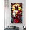 Jesus Christ Stained Glass Canvas Prints  Religious Abstract Pop Art Mosaic Wall Decor for Home Spiritual Portrait Poster for Li