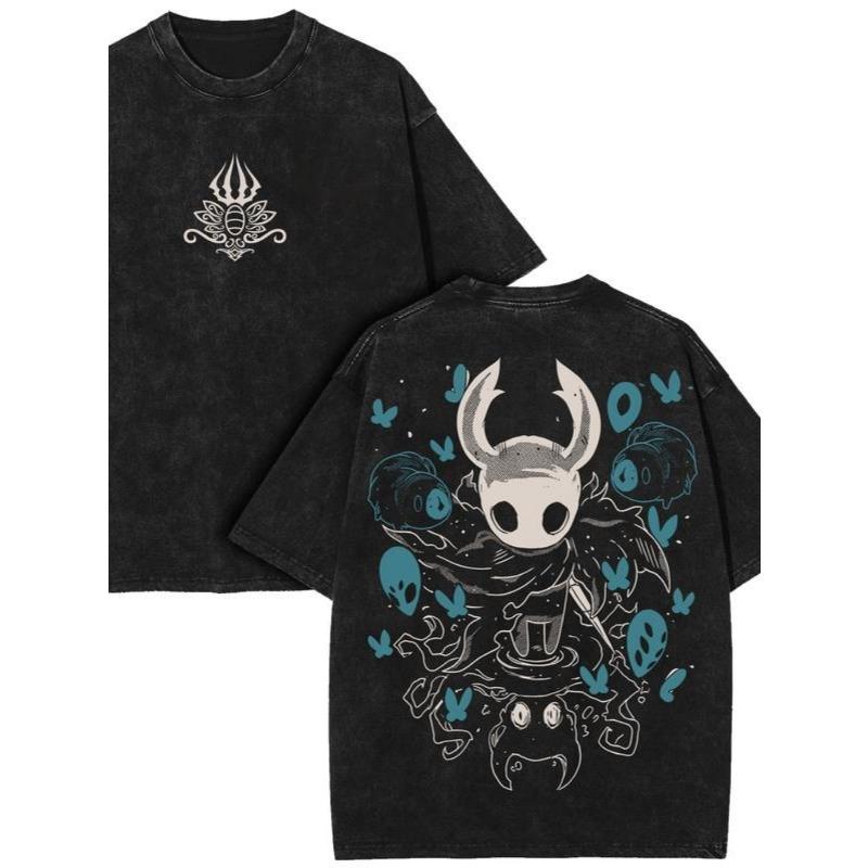 

European sizes Men S T-Shirt Made of Washed, Featuring Double-Sided Comic-Style Prints, a Retro Heavy Design, Perfect for Gamers And Anime Enthusiasts 5XL чорний