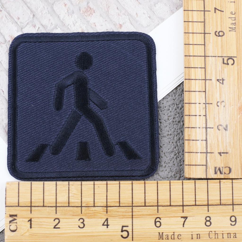 New Embroidery Cloth Sticker Navy Blue Twill Smiley Face Patch Sticker Computer Embroidery Chapter Boy Love Ironing Pentagram