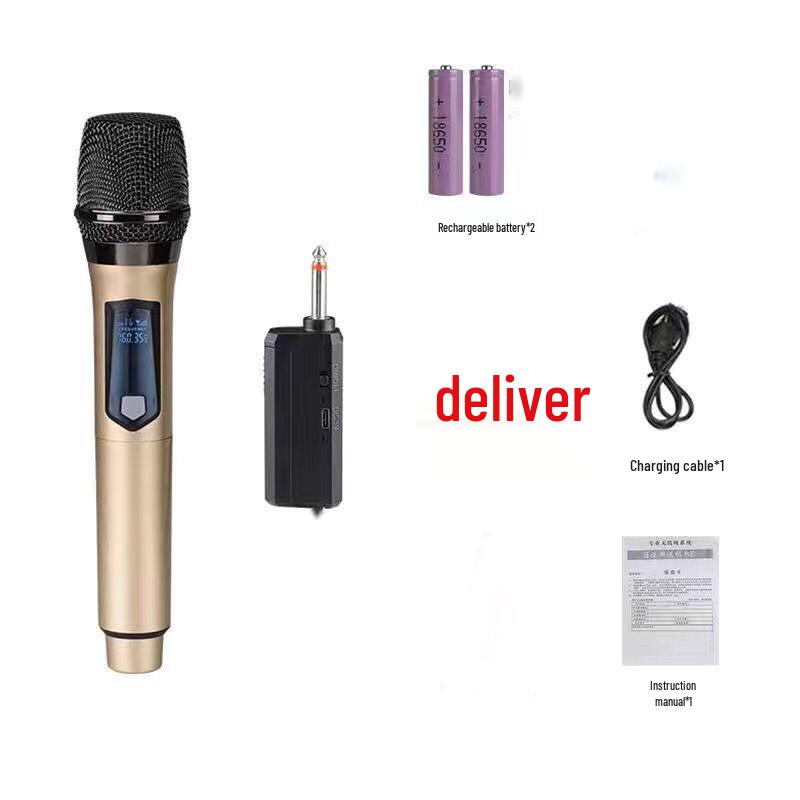Universal Wireless Rechargeable Handheld Microphone with Speaker for Outdoor and Home Live Broadcast and Singing