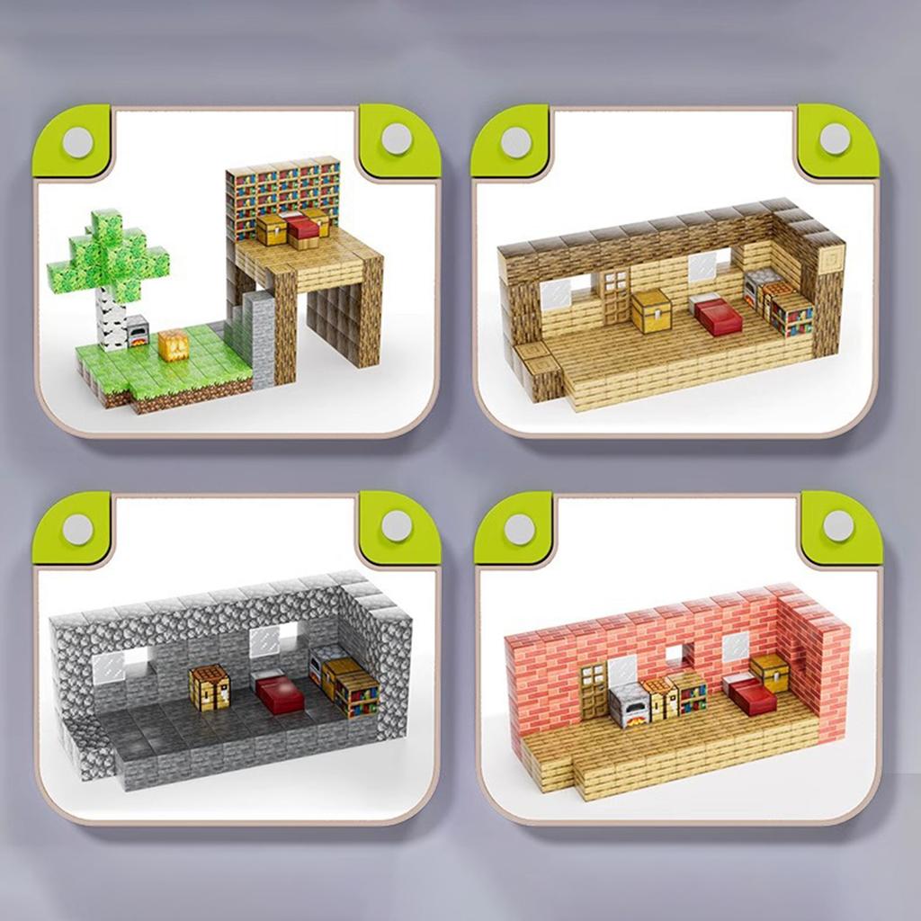 Magnetic Building Blocks Set Minecraft Style Magnetic Cube Puzzle Toy for Boys Kids Educational STEM Construction