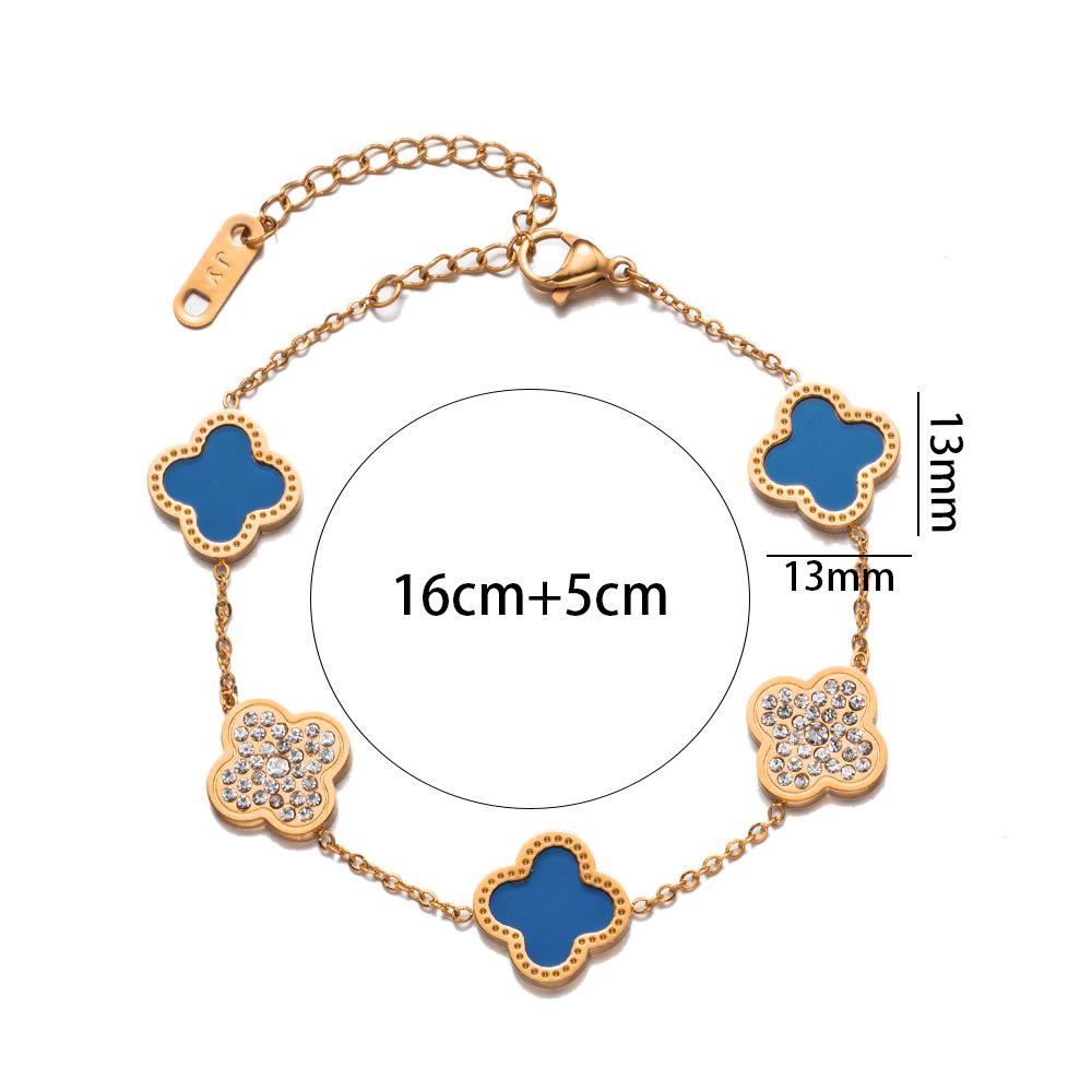 18K Titanium Steel Four-Leaf Clover Bracelet Fashion Charm Hand Jewelry Five-Leaf Bracelet
