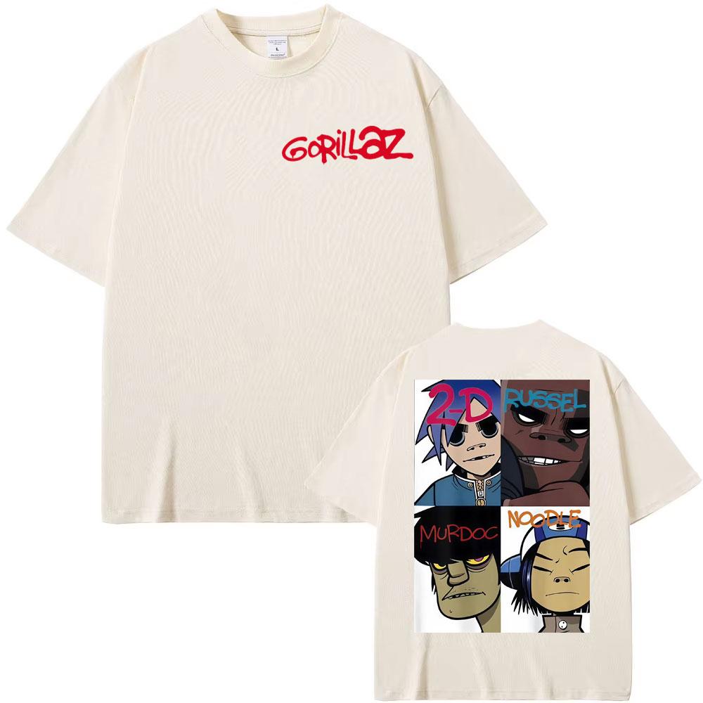 Gorillaz Band Gesichts Kunst Grafische T-Shirts Herren Damen Kleidung Retro Straße Hohe Qualität T-Shirts Mode Komfort Hip Hop T-Shirt