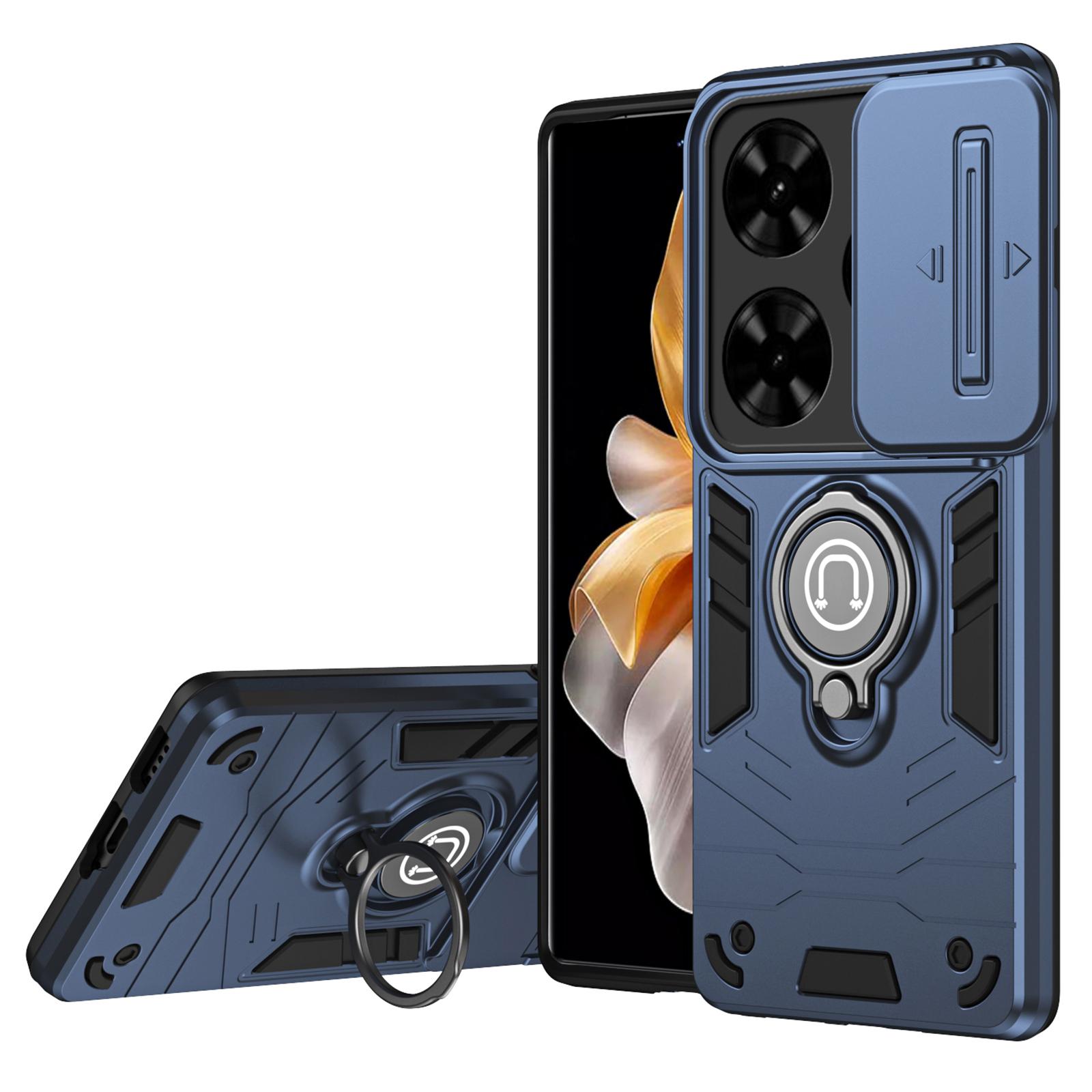 

For TECNO Spark Go 2024 4G/Spark 20/Infinix Smart 8 Case Kickstand PC+TPU Phone Cover Blue