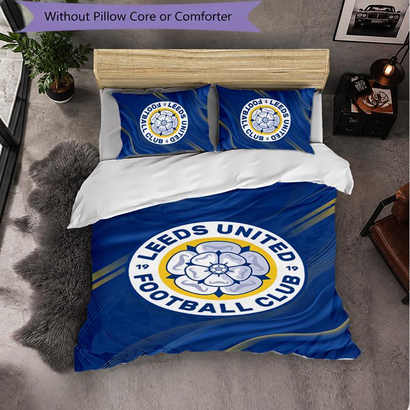 Biancheria da letto a tema Leeds United Set 3 Pezzi Copripiumino Biancheria da letto Decorativa Per Camera Adolescenti Decorazione Casa