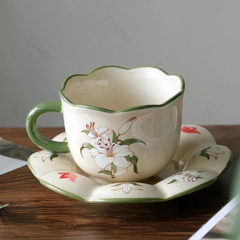 Light Luxury Retro Palace Style Coffee Cups Home Afternoon Tea Exquisite Ceramic Coffee Cups Unique Birthday Gifts