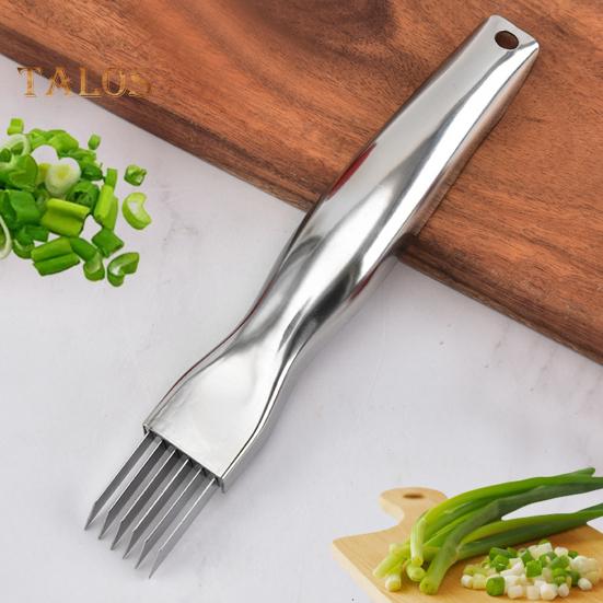 Onion Slicer Stainless Steel 6-Blade Green Onion Shredder Cutter Non-Slip Handle Kitchen Vegetable Chopper Tool for Scallions Leeks Potatoes Fruits