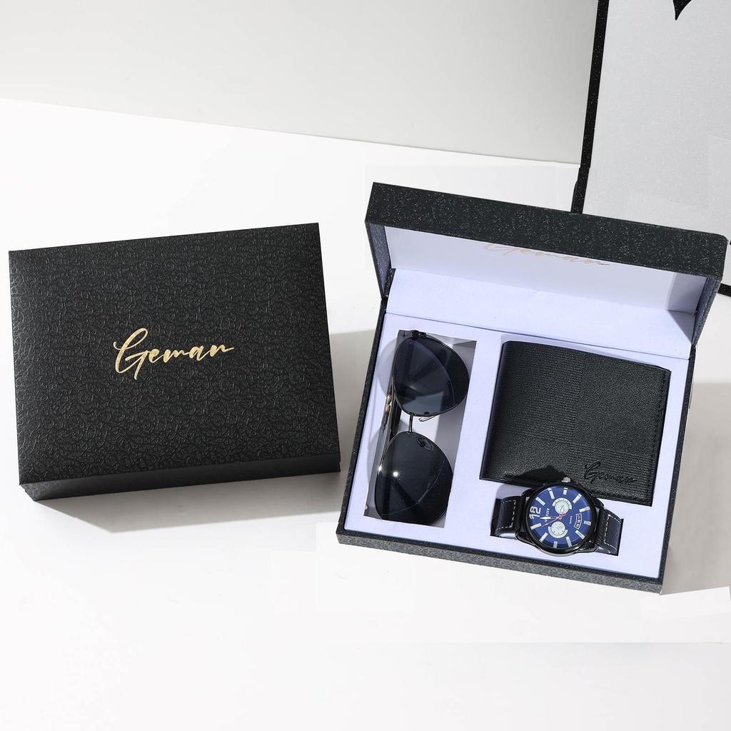 Weihnachtsgeschenkset: Ledergürtel, Uhr, Brieftasche für Freund