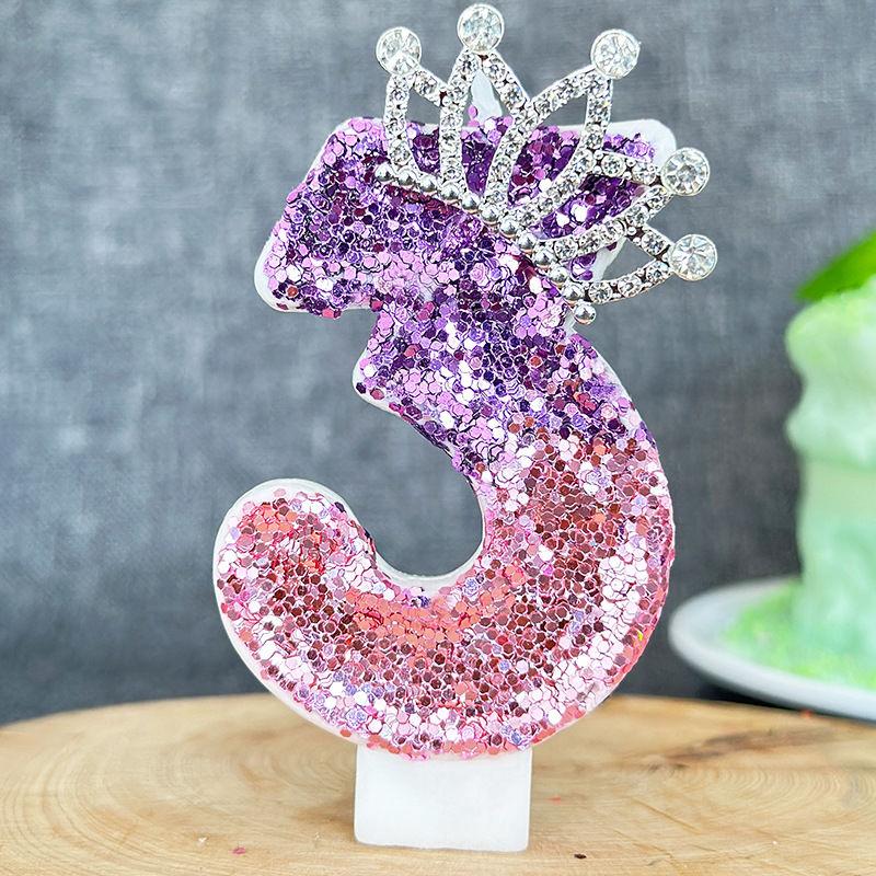 Color Changing Princess Crown Digital Birthday Candle,Celebrating Birthday Cake Plugin Candle Decoration Cake Decorating Supplie