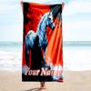 1PC Custom Name Rider White Horse Beach Towel Highly Absorbent And Sand-Resistant Towel for Swimming, Pool, Yoga, And Travel Lightweight