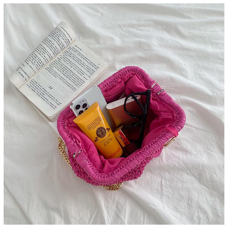 2025 Candy Color Woven Shell Bag: Mori Girl Fashion Clutch & Shoulder Chain