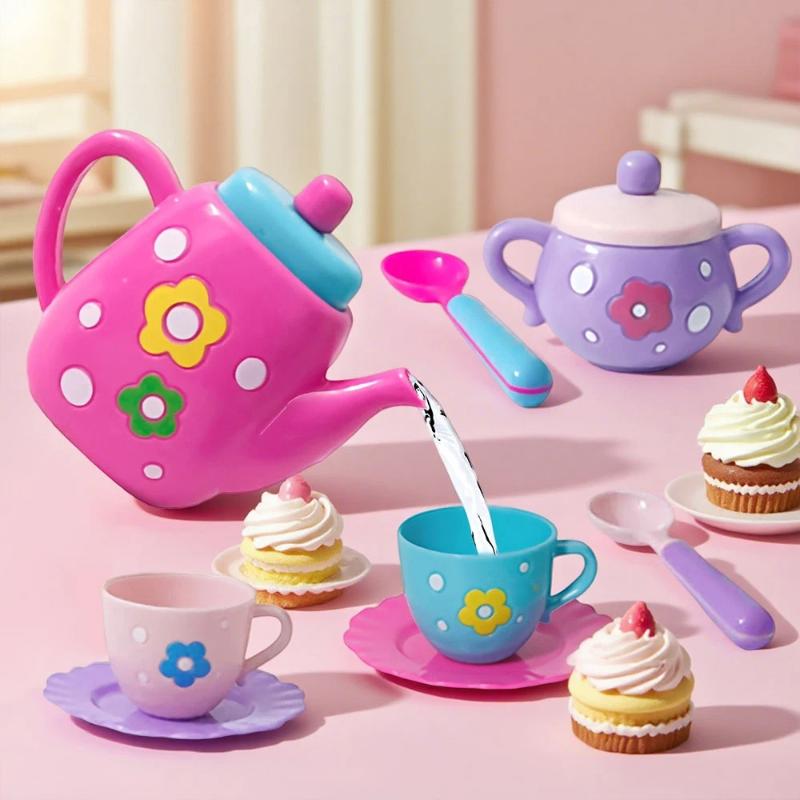 1 Set Teapot Teacup Food Pretend Play Toy Kids Simulation Tea Kit Kitchen Afternoon Tea Toys For Boy Girl Birthday Gift