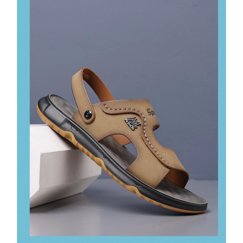 Fashion Designer New Leather Hollow Platform Slip-on Outdoor Beach Men's Sandals Summer Fashion Soft Sole Casual Man Shoes