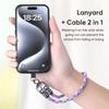 PD240W Phone Lanyard Charge Cable 2 in 1 USB-C to USB-C Super Fast Charge Data Cable Zinc Alloy Head Lanyard Fast Charging Cable