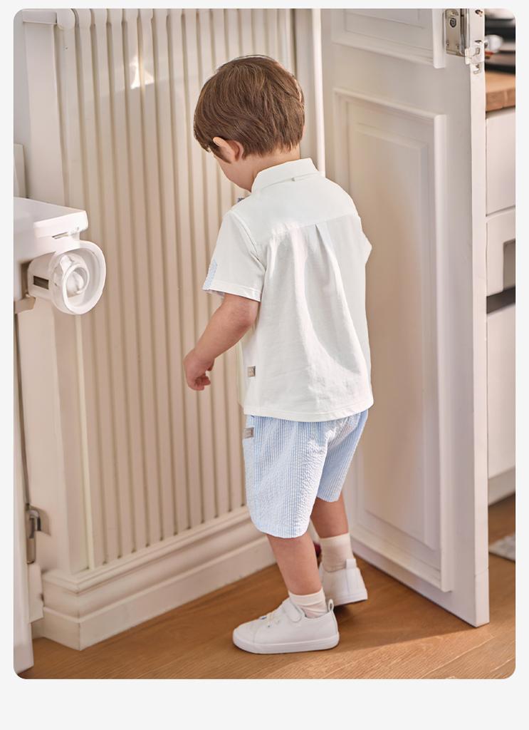 David Bella Boys' Set Summer Dress New Baby's One Year Dress Two Piece Set Children's Shirt Five Leg Pants