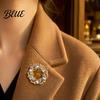 Formal Outfit Embellishment Women Rhinestone Hollow Wreath Brooch Dainty Decorative Badge Brooch Pin Sweater Cardigan Coat Dress Jewelry Accessories