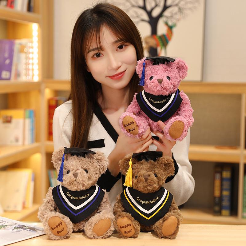New British Doctor Teddy Bear Plush Toy Doll Graduation Gift Souvenir for Friends Brown Bear