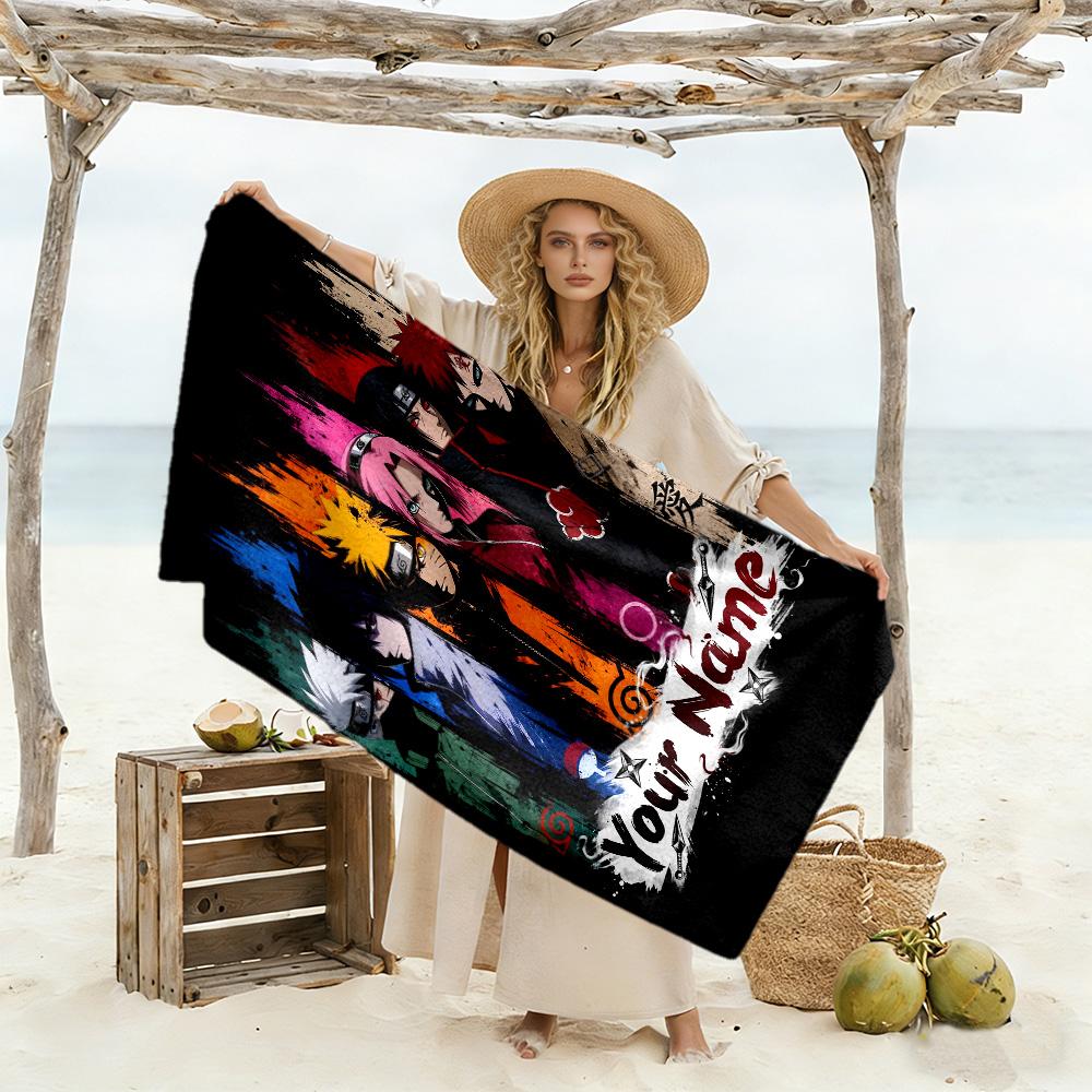 Naruto Character Customizable Name Beach Towel High Absorbency & Quick-Dry Portable for SwimmingBeachCamping Travel Beach AccessoriesGym