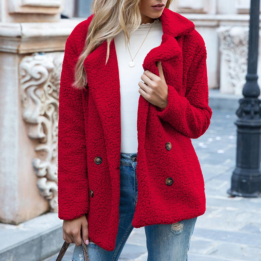 Women's Long Sleeve Lapel Button Front Jacket for Casual Fashion Outerwear